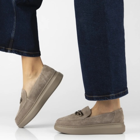 Skórzane półbuty damskie Filippo DP7216/25 BE beż