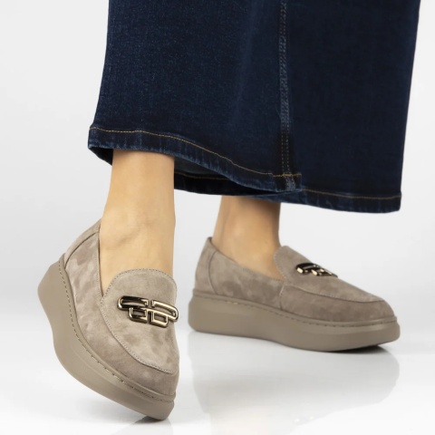 Skórzane półbuty damskie Filippo DP7216/25 BE beż