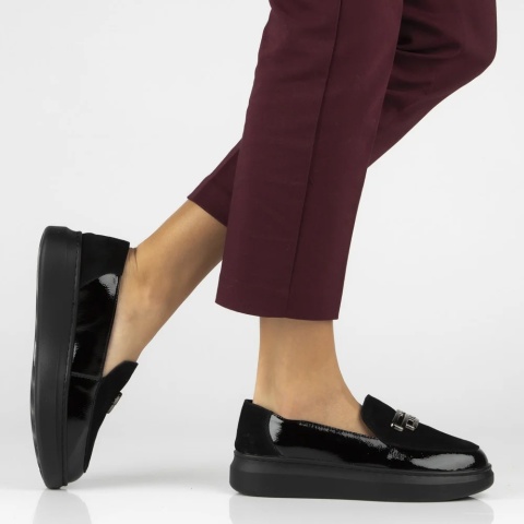 Skórzane półbuty damskie Filippo DP7216/25 BK