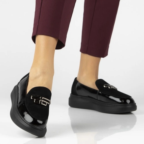 Skórzane półbuty damskie Filippo DP7216/25 BK