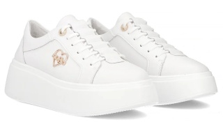 Skórzane sneakersy damskie na platformie Filippo DP6058/25 WH H biały