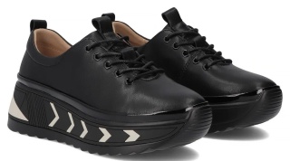 Skórzane sneakersy damskie na platformie Filippo DP6427/25 BK czarny