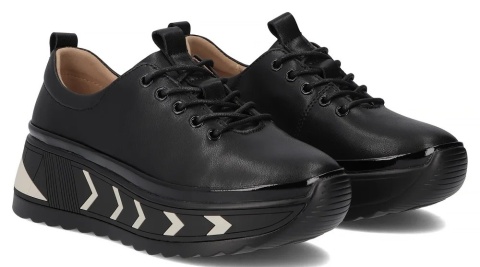 Skórzane sneakersy damskie na platformie Filippo DP6427/25 BK czarny