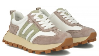 Skórzane sneakersy damskie na platformie Filippo DP6743/25 WH BE