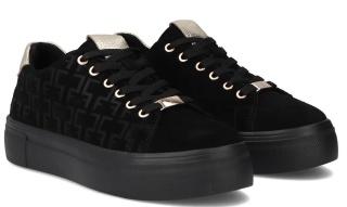 Skórzane sneakersy damskie na platformie Filippo DP6850/25 BK czarne