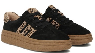 Skórzane sneakersy damskie na platformie Filippo DP7114/25 BK LEO