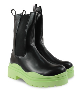 Kalosze damskie 0332-3 czarny/zielony