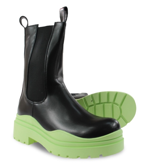Kalosze damskie 0332-3 czarny/zielony