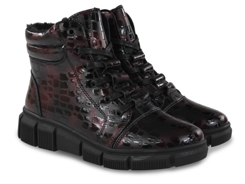 Skórzane botki damskie Evento 25BT17-9315 burgund