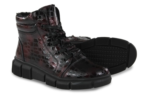 Skórzane botki damskie Evento 25BT17-9315 burgund