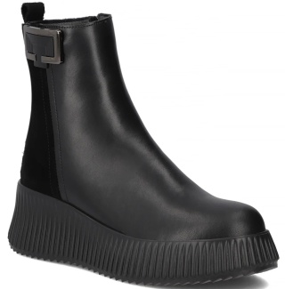 Skórzane botki damskie na platformie Filippo DBT7268/25 BK czarny