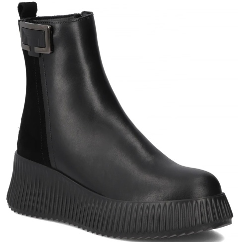 Skórzane botki damskie na platformie Filippo DBT7268/25 BK czarny