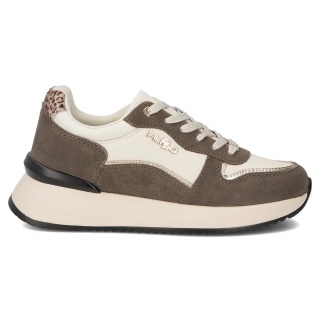 Skórzane sneakersy damskie na platformie Filippo DP7103/25 WH BR biały