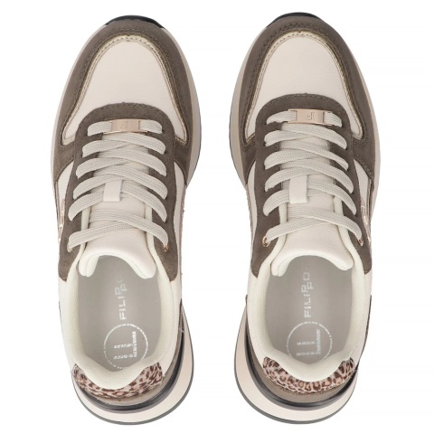 Skórzane sneakersy damskie na platformie Filippo DP7103/25 WH BR biały