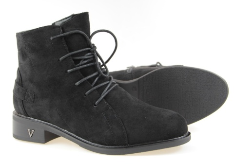 Botki damskie Cabin H2419A czarny zamsz