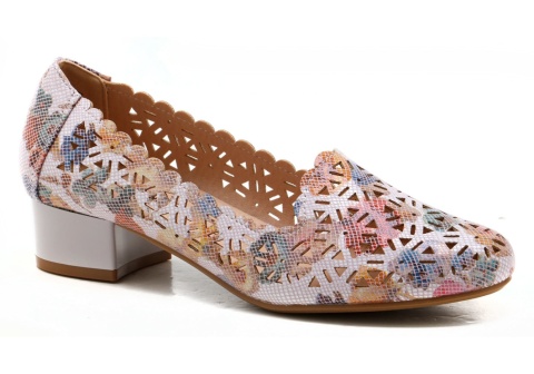 Półbuty damskie M. Daszyński SA200-1 róż kwiaty