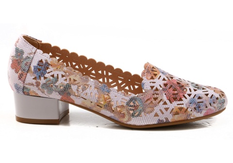 Półbuty damskie M. Daszyński SA200-1 róż kwiaty