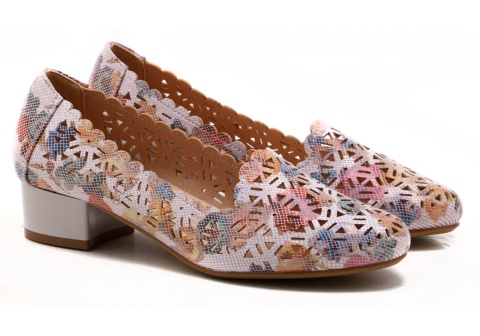 Półbuty damskie M. Daszyński SA200-1 róż kwiaty