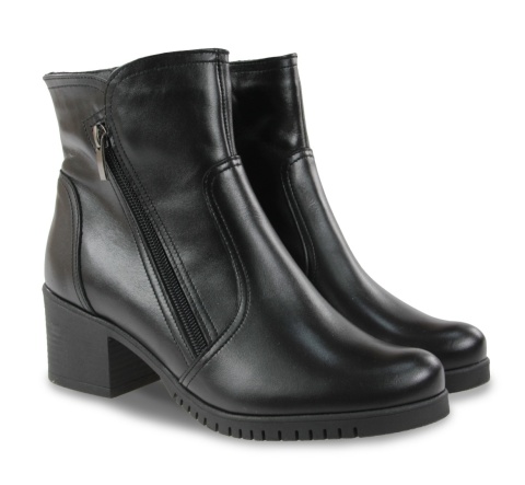 Skórzane botki damskie Monax BKN czarny