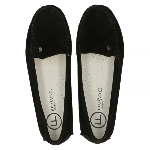 Skórzane mokasyny Filippo DP2037/26 BK czarny