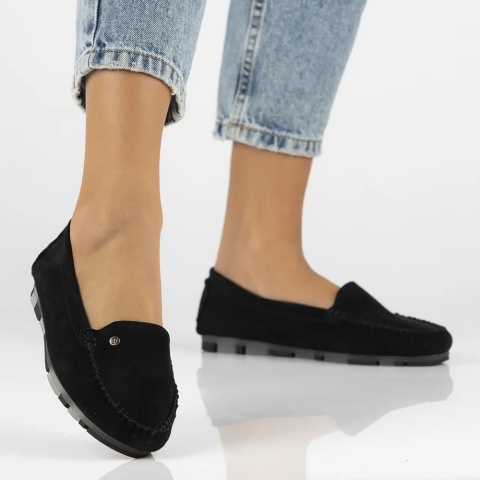 Skórzane mokasyny Filippo DP2037/26 BK czarny