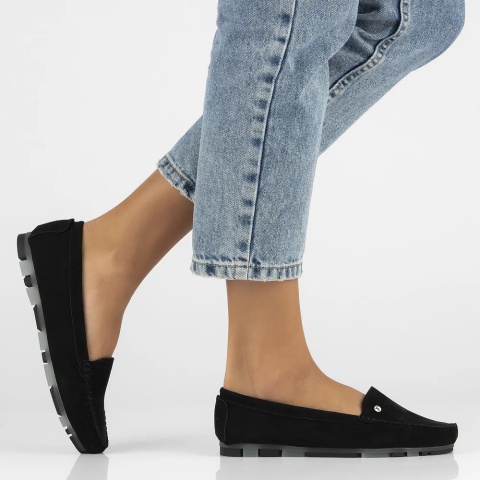 Skórzane mokasyny Filippo DP2037/26 BK czarny