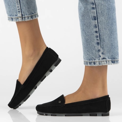 Skórzane mokasyny Filippo DP2037/26 BK czarny