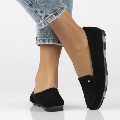 Skórzane mokasyny Filippo DP2037/26 BK czarny