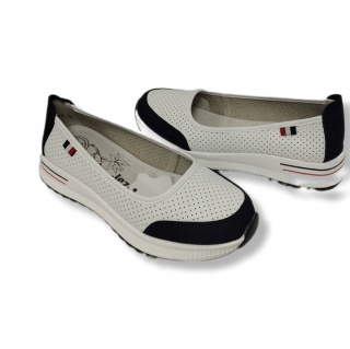 Skórzane półbuty Jezzi 24PB18-7815 biało-granatowe