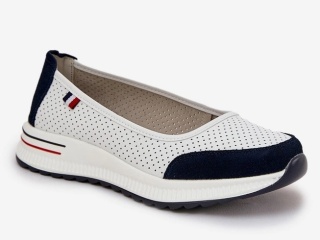 Skórzane półbuty Jezzi 24PB18-7815 biało-granatowe