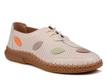 Skórzane półbuty damskie 25SP17-8544 beż