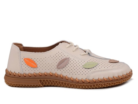 Skórzane półbuty damskie 25SP17-8544 beż