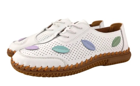 Skórzane półbuty damskie 25SP17-8544 biały