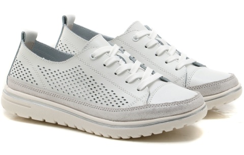 Skórzane półbuty damskie 25SP18-8704 biały