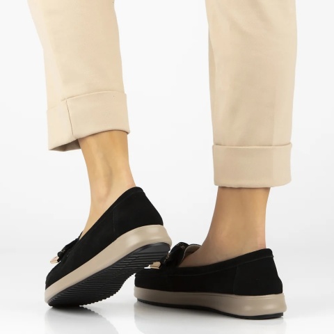 Skórzane półbuty damskie Filippo DP6457/25 BK SU