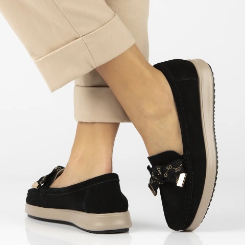 Skórzane półbuty damskie Filippo DP6457/25 BK SU