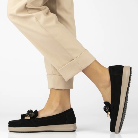 Skórzane półbuty damskie Filippo DP6457/25 BK SU