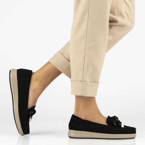 Skórzane półbuty damskie Filippo DP6457/25 BK SU