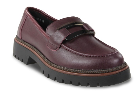 Skórzane półbuty damskie Sergio Leone MK25166-S bordo