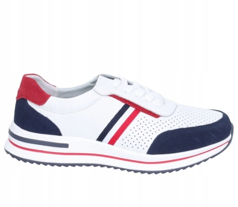 Skórzane sneakersy damskie 25SP17-8467 biały