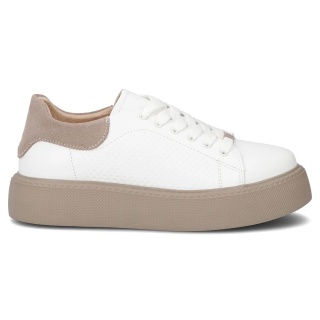 Skórzane sneakersy damskie na platformie Filippo DP7502/26 WH biały