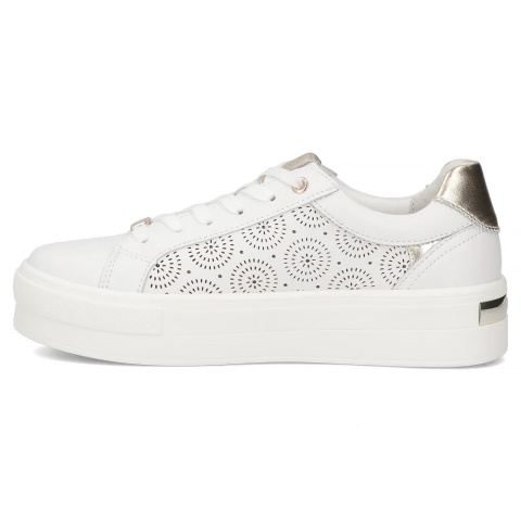 Skórzane sneakersy damskie na platformie Filippo DP7668/26 WH biały
