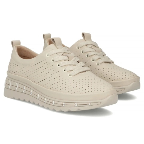 Skórzane sneakersy damskie na platformie Filippo DP7803/26 BE beż