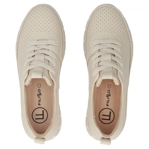 Skórzane sneakersy damskie na platformie Filippo DP7803/26 BE beż