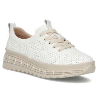 Skórzane sneakersy damskie na platformie Filippo DP7803/26 WH biały