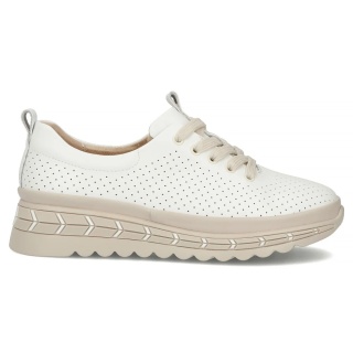 Skórzane sneakersy damskie na platformie Filippo DP7803/26 WH biały