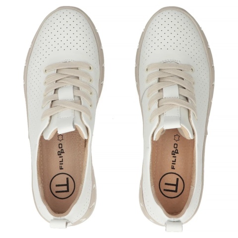 Skórzane sneakersy damskie na platformie Filippo DP7803/26 WH biały