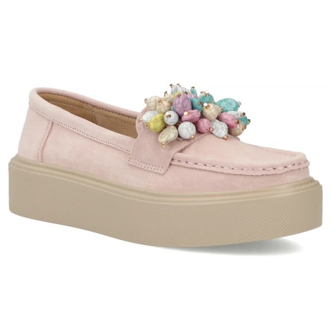 Skórzane półbuty damskie Filippo DP6765/26 PI róż