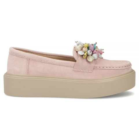 Skórzane półbuty damskie Filippo DP6765/26 PI róż