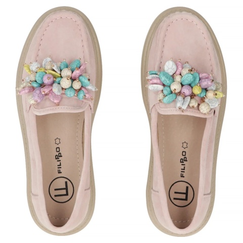 Skórzane półbuty damskie Filippo DP6765/26 PI róż